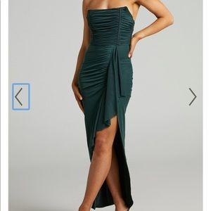 NORA CORSET DETAILING DRESS IN EMERALD